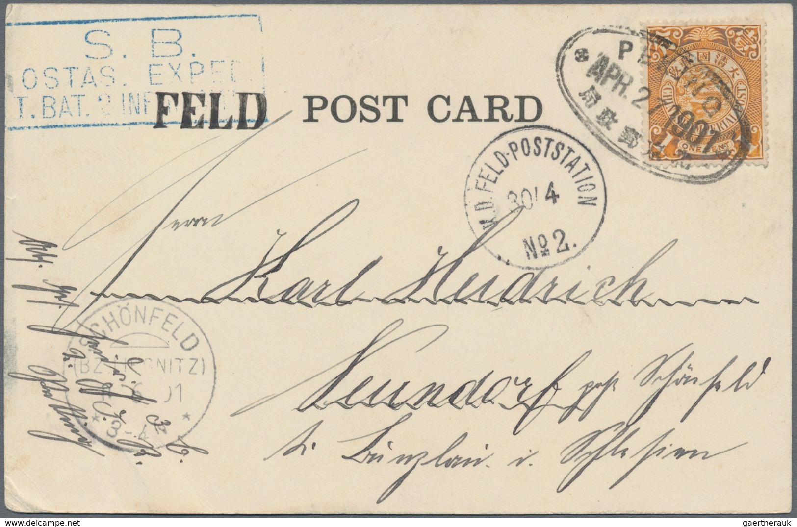 China - Fremde Postanstalten / Foreign Offices: Germany, 1901, Field Post Offices: Ppc (Peking) W. " - Other & Unclassified