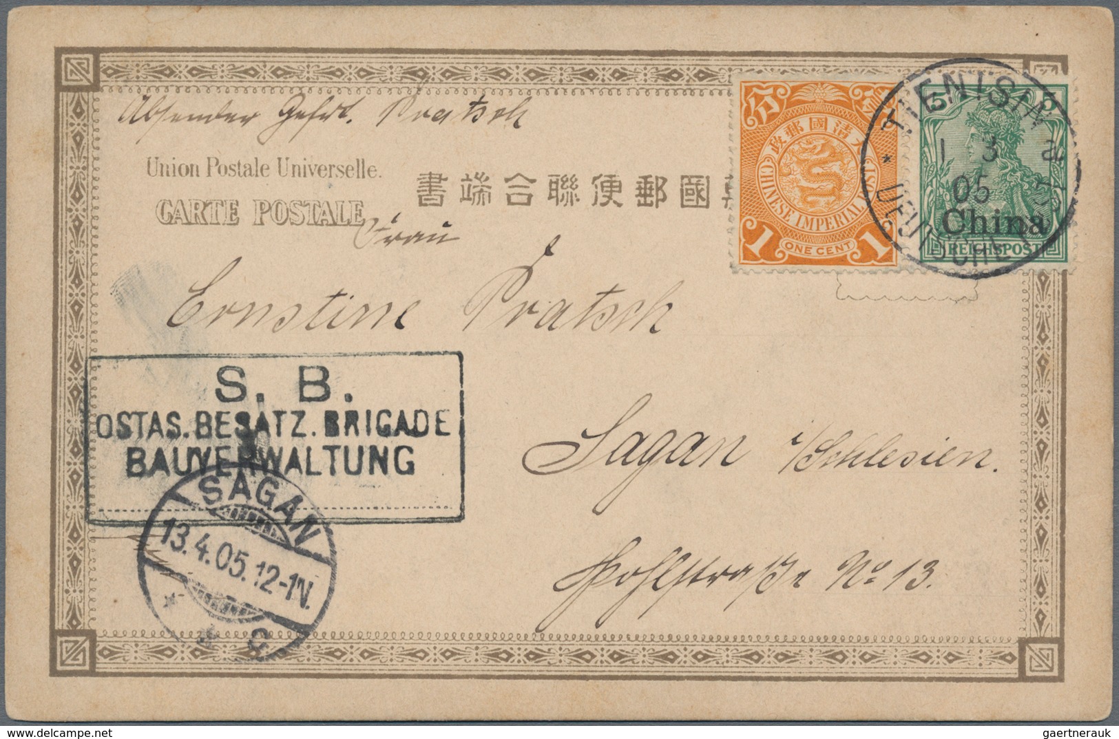 China - Fremde Postanstalten / Foreign Offices: Germany, 1901, 5 Pf. Tied "TIENTSIN 1/3 05" With Coi - Other & Unclassified