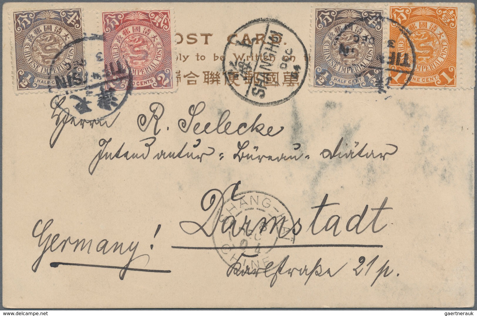 China - Fremde Postanstalten / Foreign Offices: 1902, Coling Dragon 1/2 C. (2), 1 C. And 2 C. Tied " - Autres & Non Classés