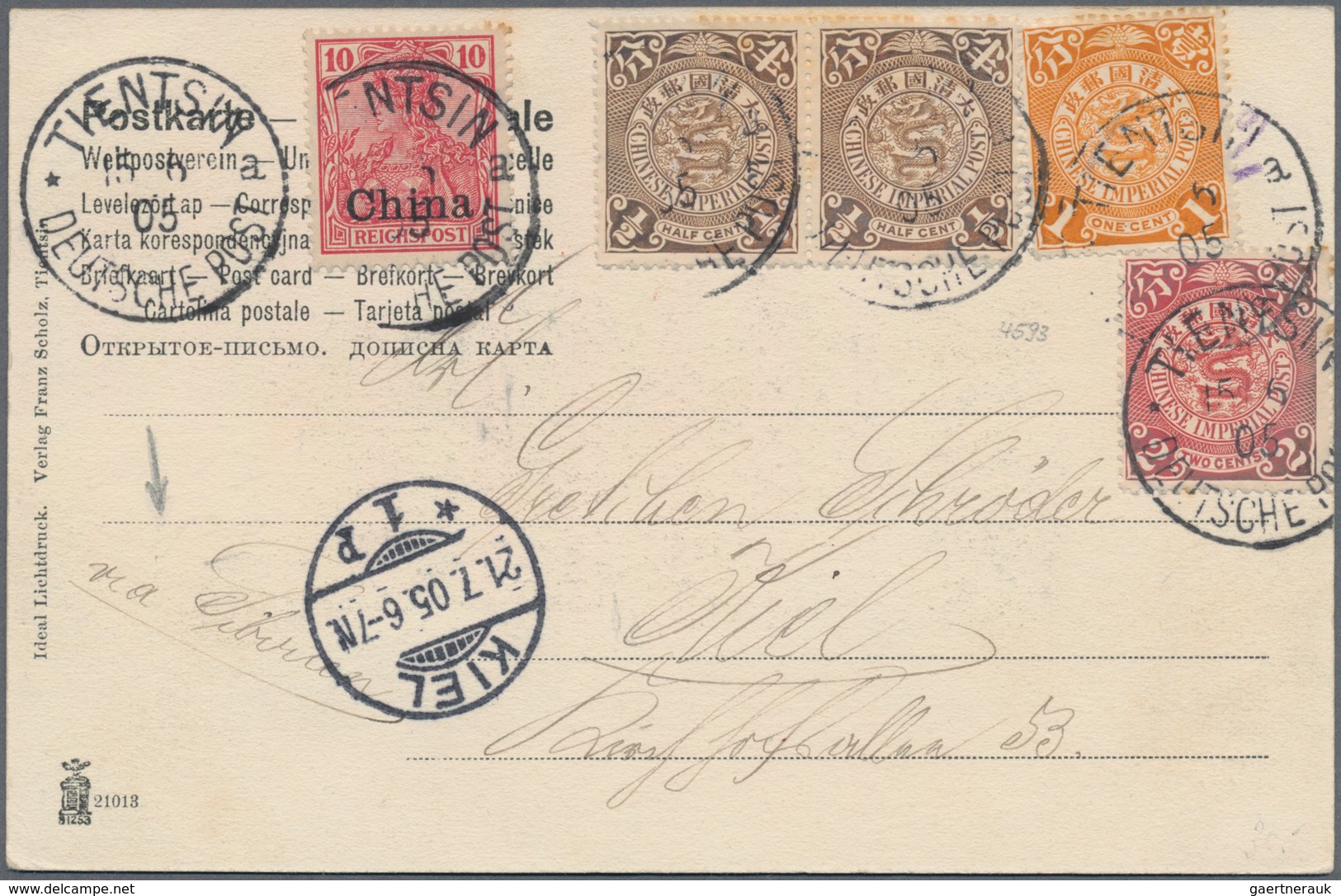 China - Fremde Postanstalten / Foreign Offices: Germany, 1905, 10 Pf. Tied "TIENTSIN 15/6 05" To Ppc - Autres & Non Classés