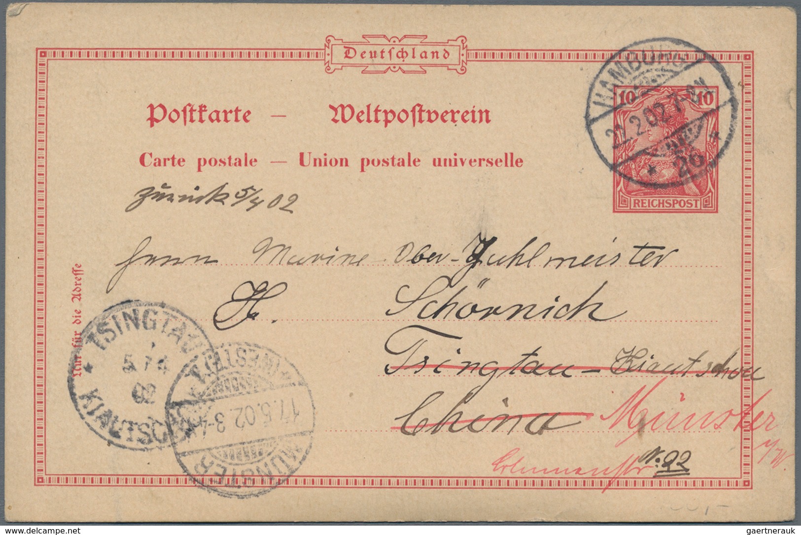 China - Fremde Postanstalten / Foreign Offices: Germany, 1907/12, 20 C./40 C. registered resp. 10 C.