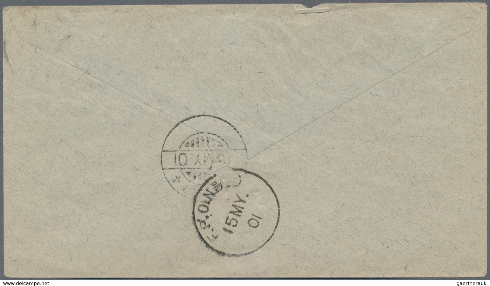 China - Besonderheiten: 1901, 15 May, "B.R.A. Five Cents" On ½c. Brown In Combination With Horizonta - Other & Unclassified