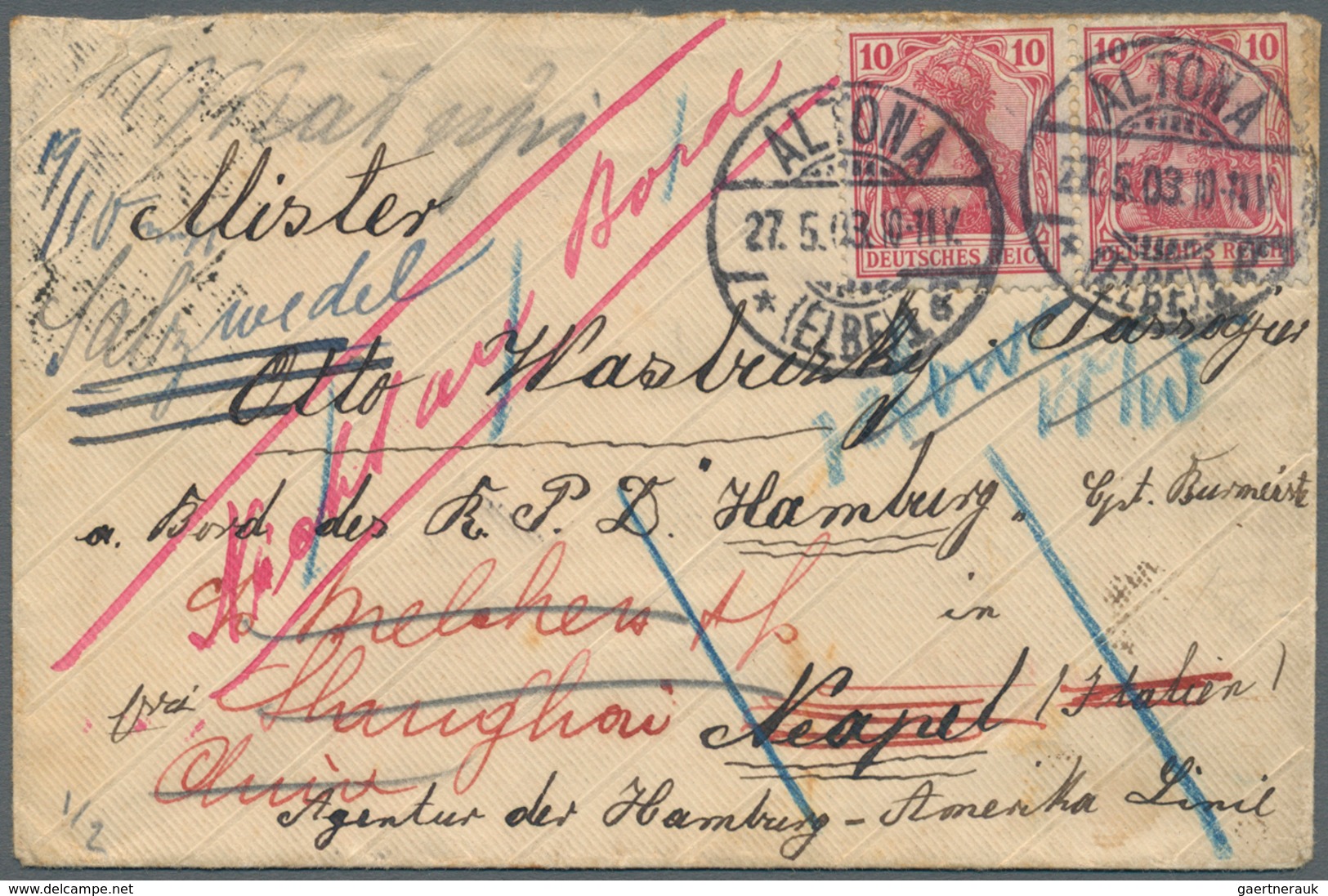 China - Besonderheiten: Incoming Mail, 1903, Germany Small Cover W. 10 Pf. (2) "ALTONA 27.5.03" To G - Otros & Sin Clasificación