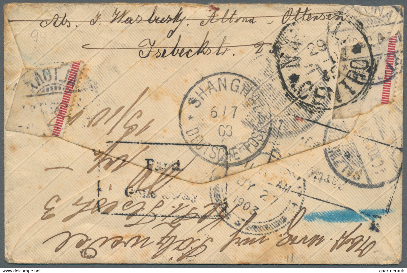 China - Besonderheiten: Incoming Mail, 1903, Germany Small Cover W. 10 Pf. (2) "ALTONA 27.5.03" To G - Other & Unclassified