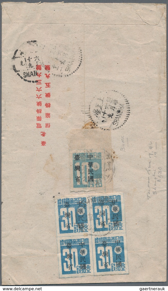 China - Taiwan (Formosa): 1946, Air Mail Covers (2) At $1.30 Rate W. Ovpt. Issue Ex 10 C./50 C. Impe - Unused Stamps