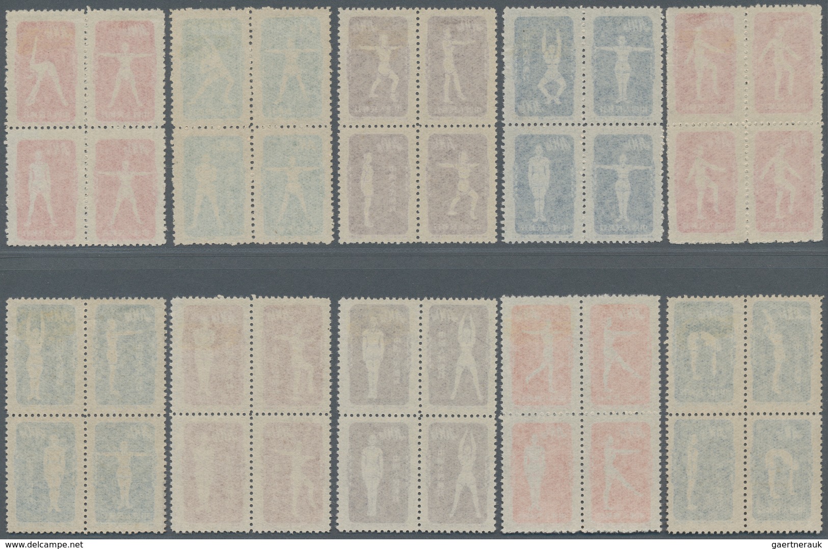 China - Volksrepublik: 1952, Radio Gymnasium (S4), Complete Set Of 40 (10 Blocks Of 4), Mint No Gum - Lettres & Documents