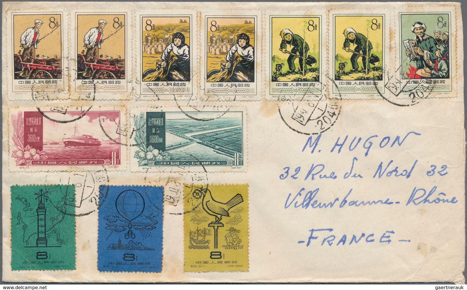 China - Volksrepublik: 1958/60, Issues Of The Period Inc. Cpl. Sets Used "PEKING 1/2 8 1961" On Two - Covers & Documents