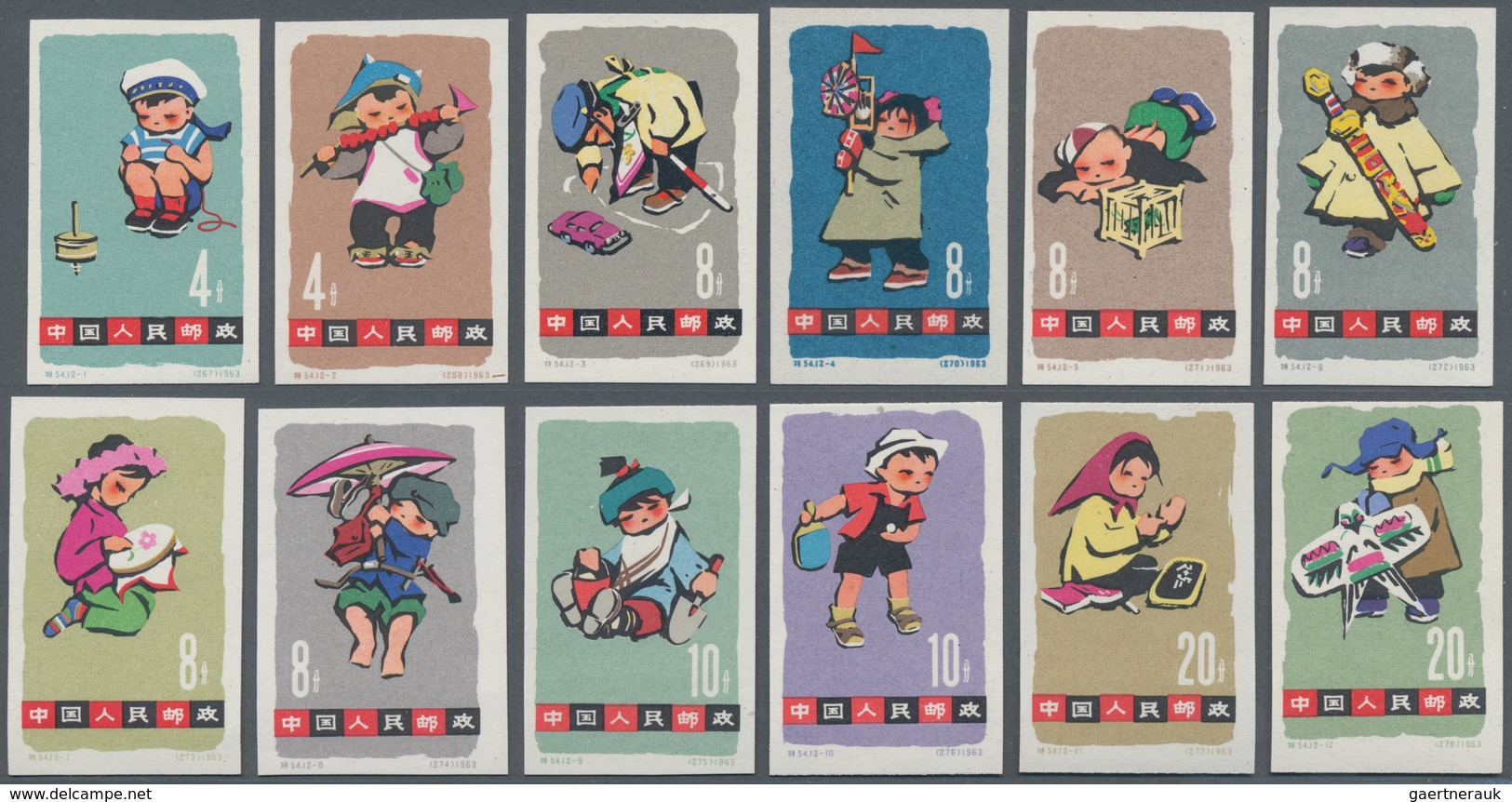 China - Volksrepublik: 1963, Children (S54), 2 Complete Sets Including The Perforate And Imperforate - Lettres & Documents