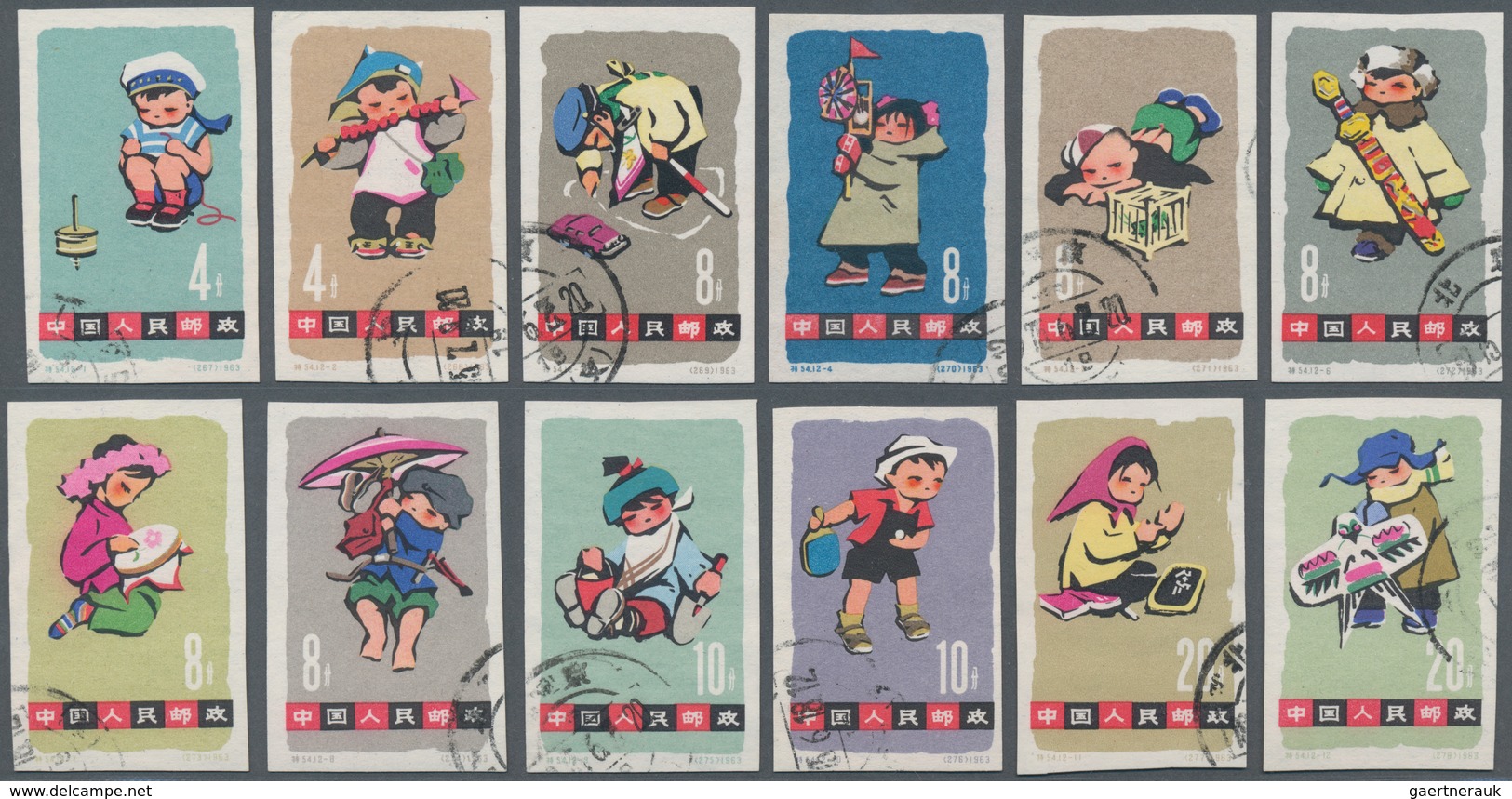 China - Volksrepublik: 1963, Children, 2 Complete Sets Of 12, CTO Used (Michel €440). - Lettres & Documents