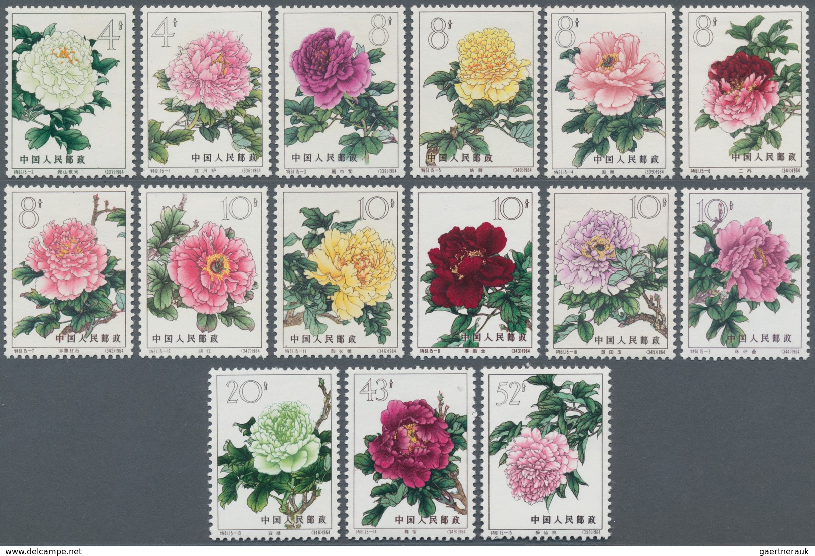 China - Volksrepublik: 1964, Three Sets: Peonies (S61) MNH And Used, Pottery (S63) MNH. Michel Cat.v - Lettres & Documents