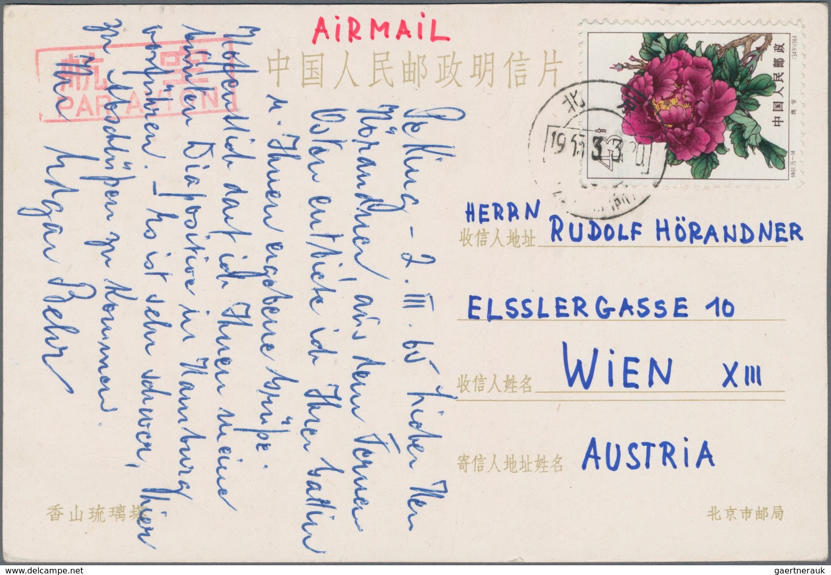 China - Volksrepublik: 1962/65, Covers (4 Inc. 1 Card) To Austria, USA 82) And Switzerland, The Lett - Covers & Documents