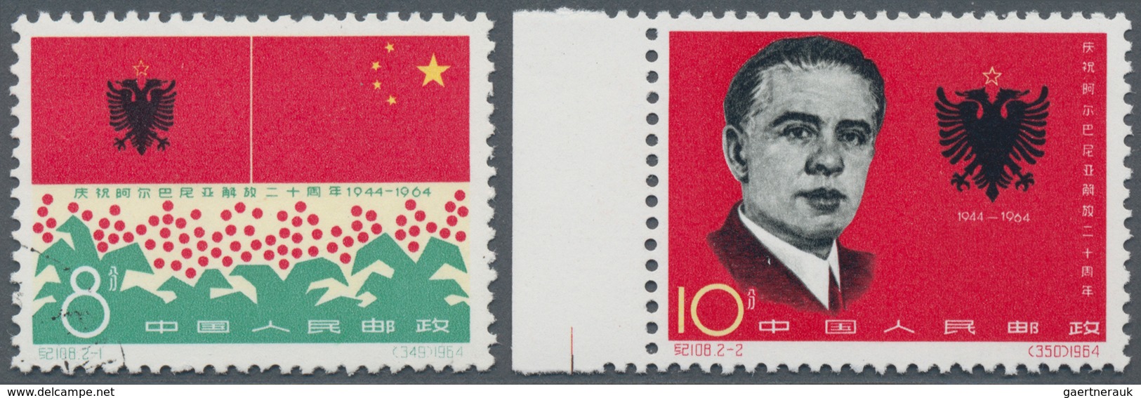 China - Volksrepublik: 1964, Four Issues: Pottery (S63), 100th Anniversary (C107), Albania (C108), C - Lettres & Documents