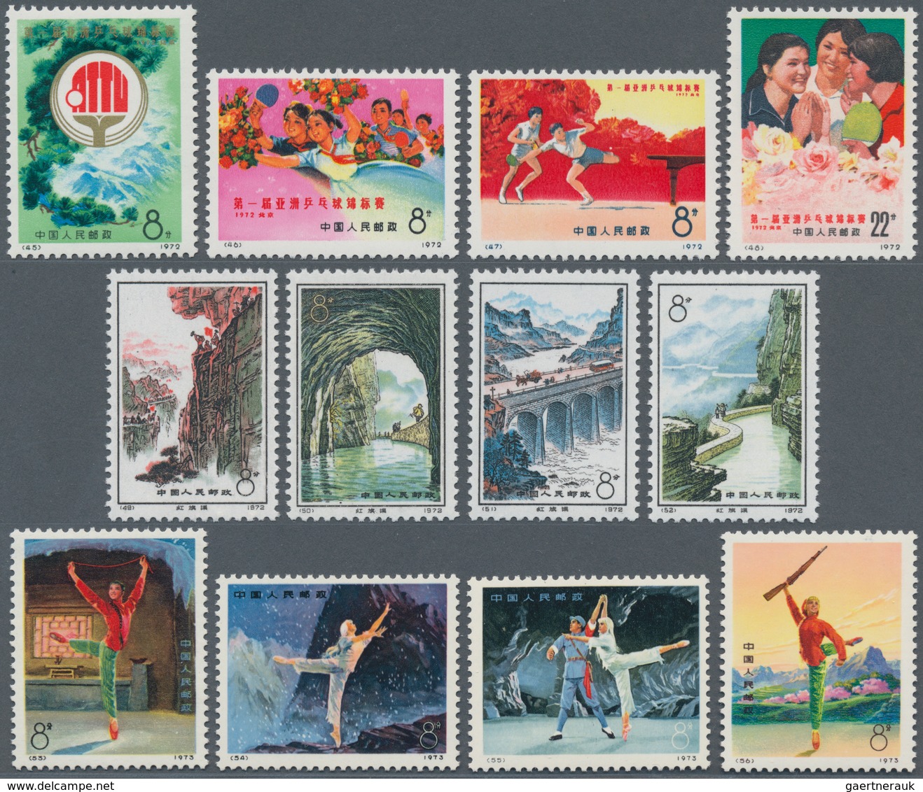 China - Volksrepublik: 1971/73, 6 Sets Of The N Series, Including N21-24, N25-28, N39-43, N45-48, N4 - Cartas & Documentos