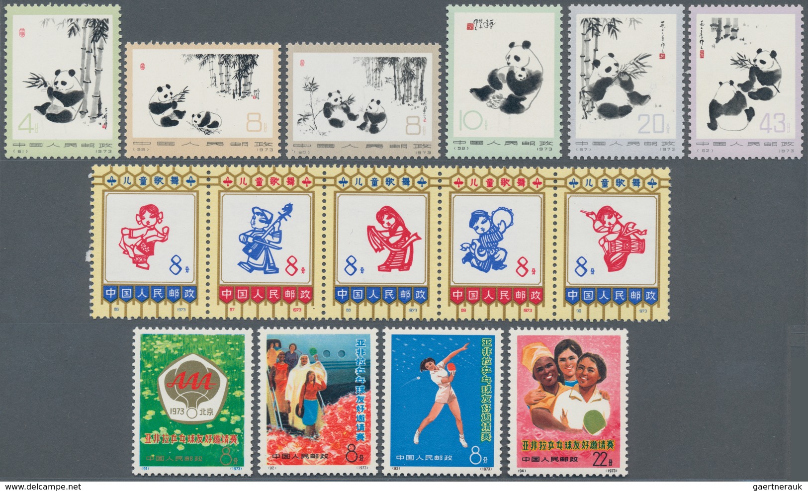 China - Volksrepublik: 1973/74, 5 Sets Of The N Series, Including N57-N62, N66-N77, N82-N85, N86-N90 - Lettres & Documents