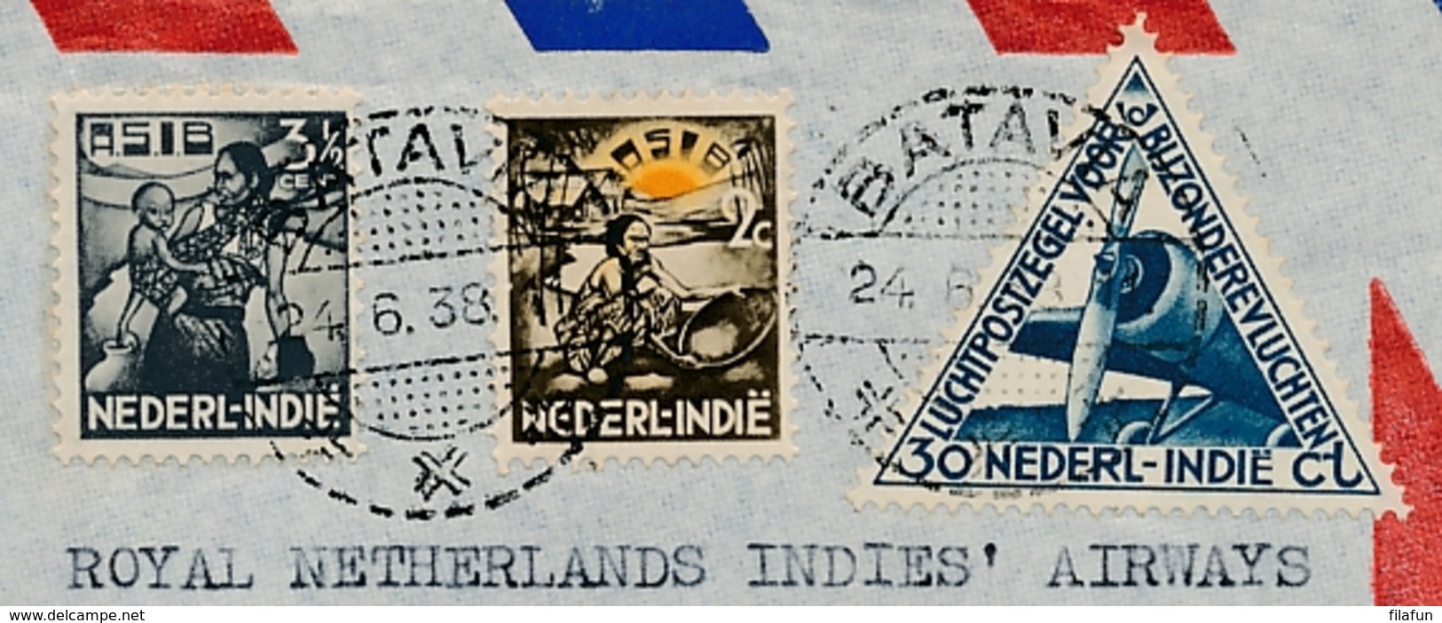 Nederlands Indië - 1938 - 3,5 & 2 Cent ASIB Op 1e KNILM Vlucht Van Batavia Naar Sydney / Australia - Niederländisch-Indien