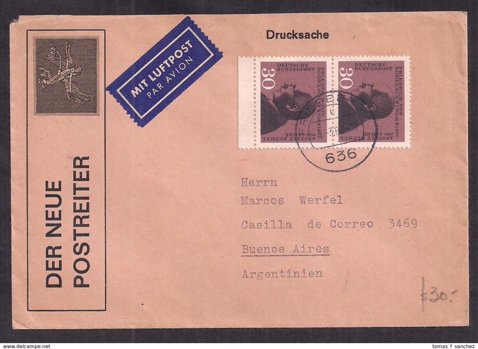 Deustche Bundespost - 1963 - Brief - Argentinien - Lettres & Documents