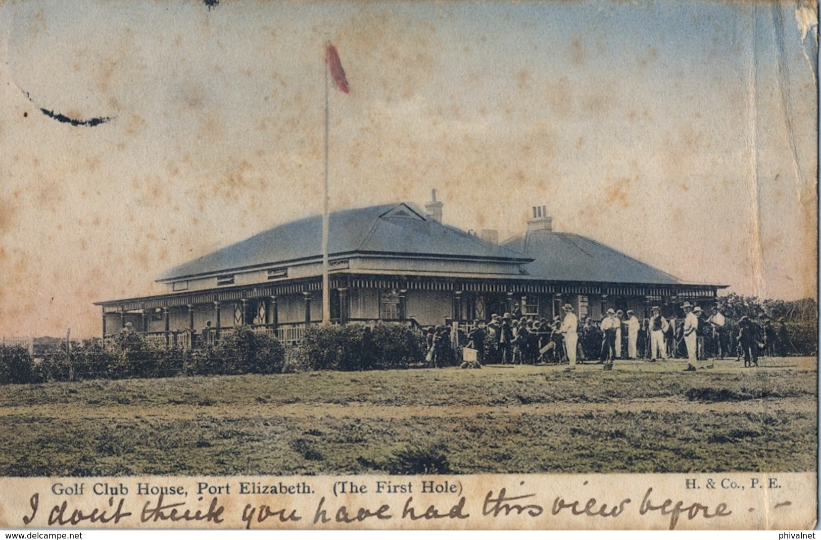 1906 SUDAFRICA , TARJETA POSTAL  CIRCULADA - PORT ELIZABETH , GOLF CLUB HOUSE - THE FIRST HOLE - Golf