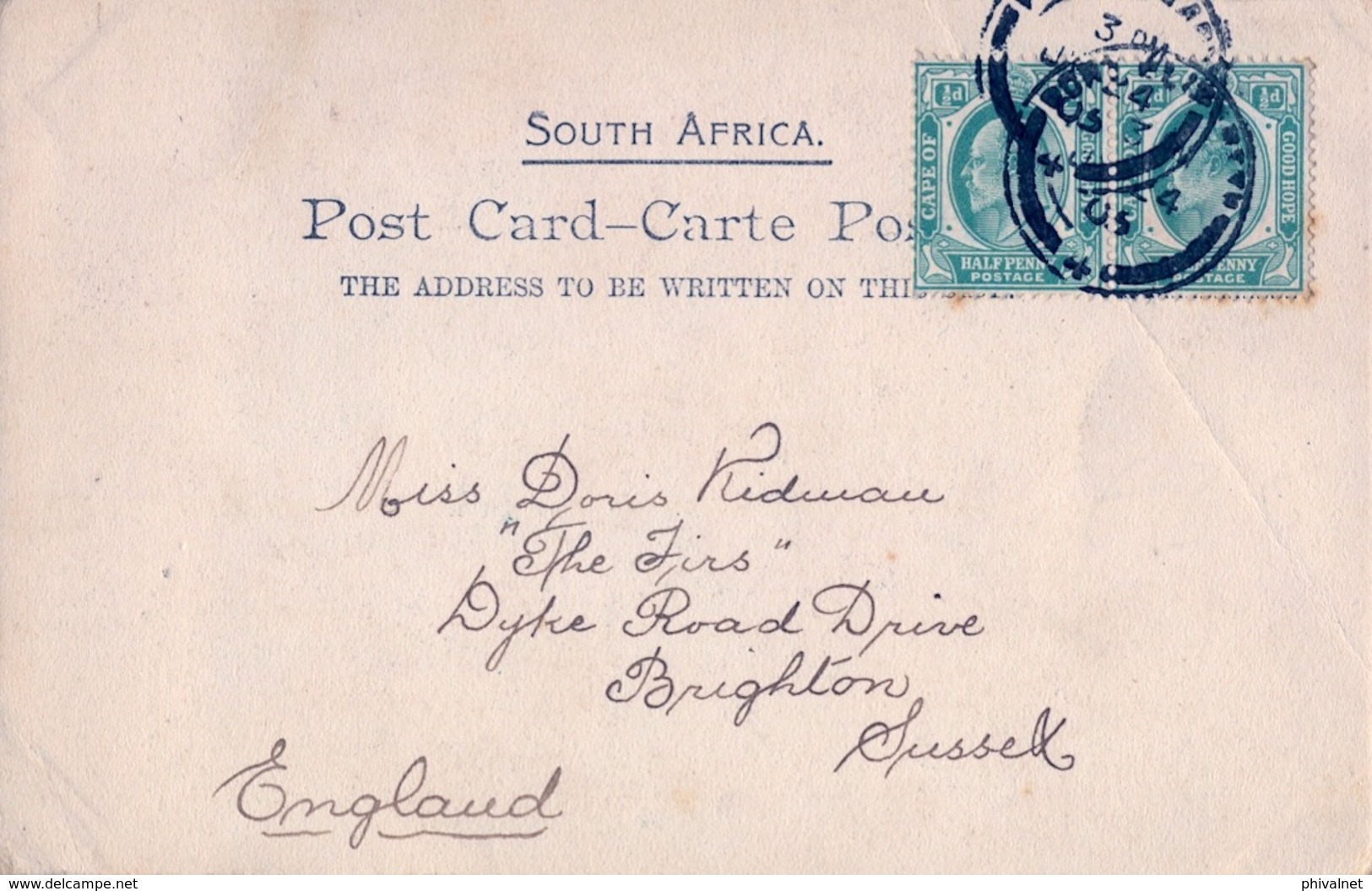 1905 SUDAFRICA , TARJETA POSTAL  CIRCULADA - PORT ELIZABETH , NATIVOS , WHISKEY , BEBIDAS , HUMOR - Sudáfrica