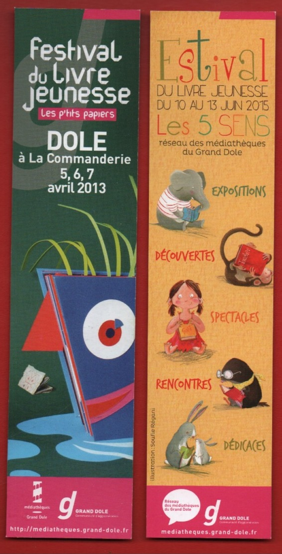 *244*  DOLE FESTIVAL DU LIVRE JEUNESSE -  SERIE 2 MARQUE PAGE - Marque-Pages