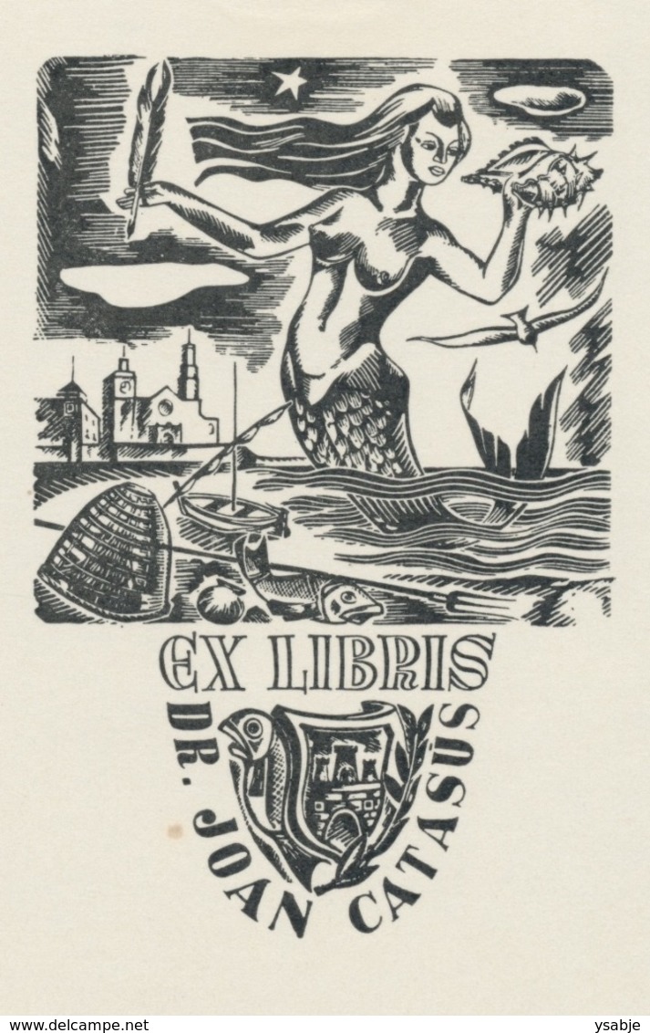 Ex Libris Dr. Joan Catasus - Zeemeermin - Mermaid - Sirene - Ex Libris