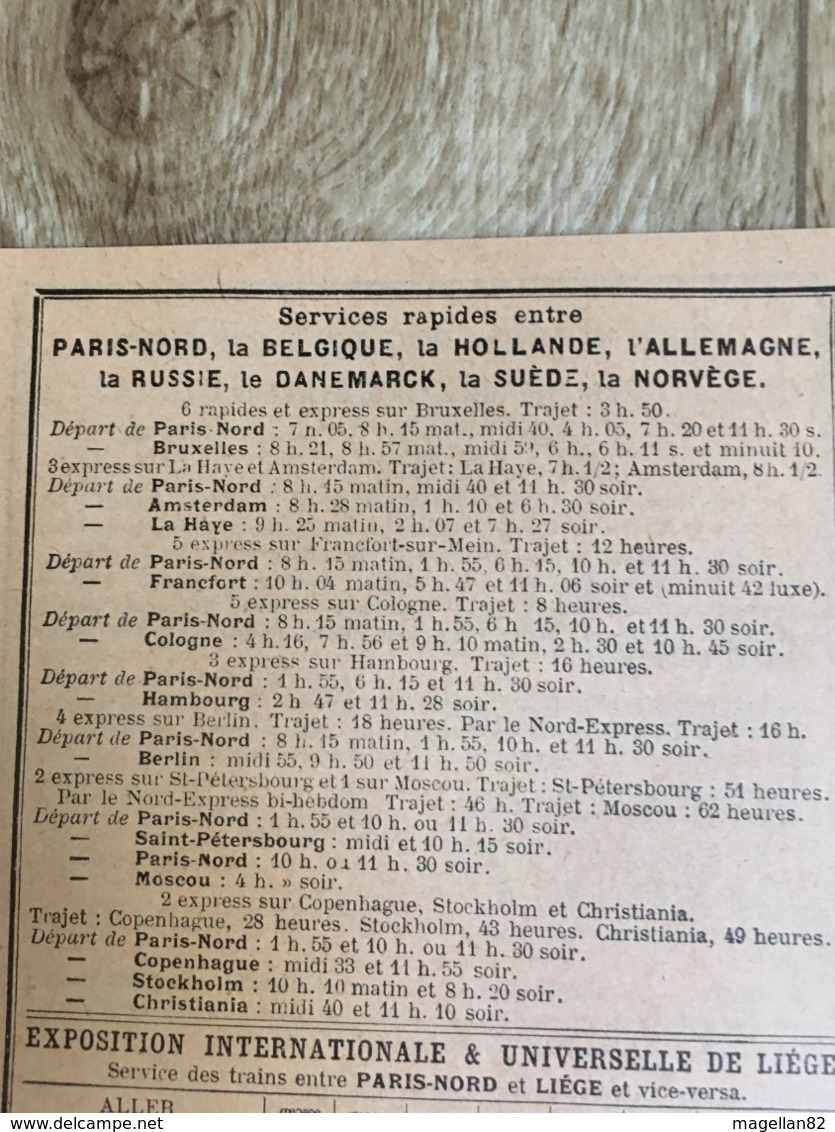 TRAINS .Chenin De Fer Du Nord 1905 Belgique Russie Allemagne Exposition Universelle De Liége Train - Europe