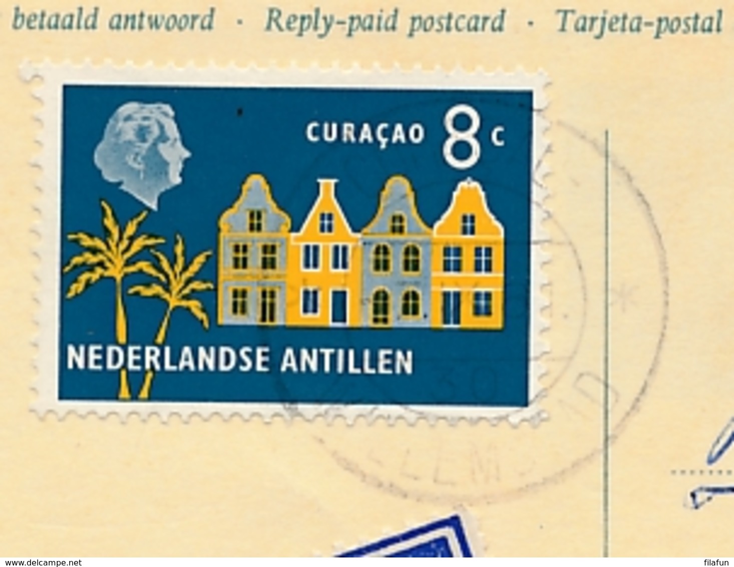 Curacao - 1961 - 12 + 12 Cent St Maarten, Briefkaart G44 + 8 Cent Van KB Curacao/Willemstad Naar Brussel / België - Curaçao, Nederlandse Antillen, Aruba