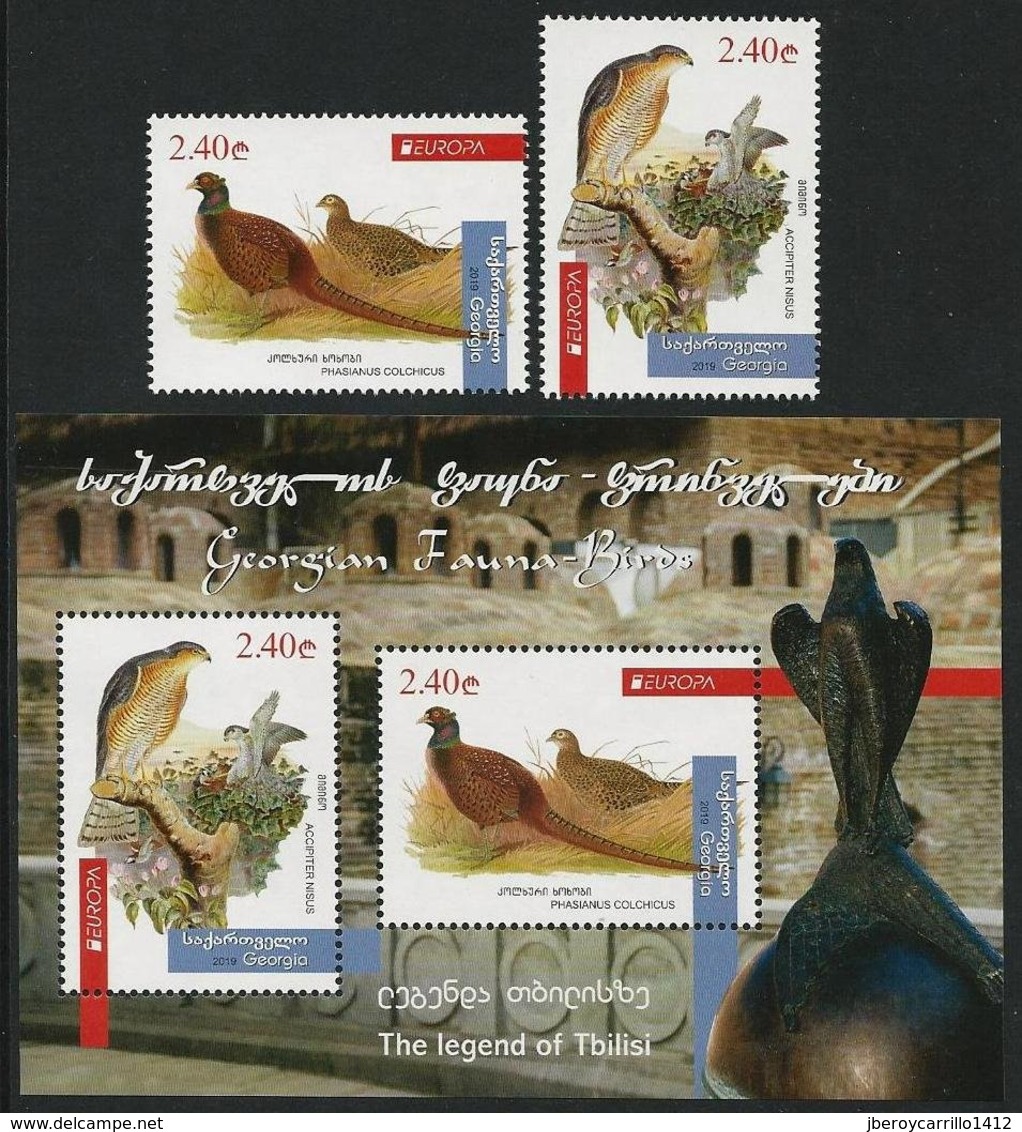 GEORGIA /GEORGIEN /LA  GÉORGIE -EUROPA 2019 -NATIONAL BIRDS.-"AVES -BIRDS -VÖGEL -OISEAUX"- SERIE - N + HOJITA BLOQUE - 2019