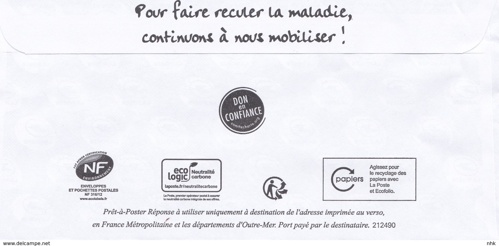 Entiers Postaux : Enveloppe Réponse Type L'Engagée Yzeult Catelin ECO Datamatrix France Alzheimer 212490 ** - PAP: Antwort/Marianne L'Engagée