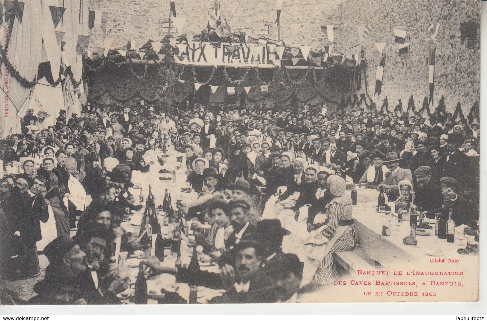 Banquet De L'Inauguration Des Caves Bartissols à BANYULS Le 22 Octobre 1905  PRIX FIXE - Banyuls Sur Mer