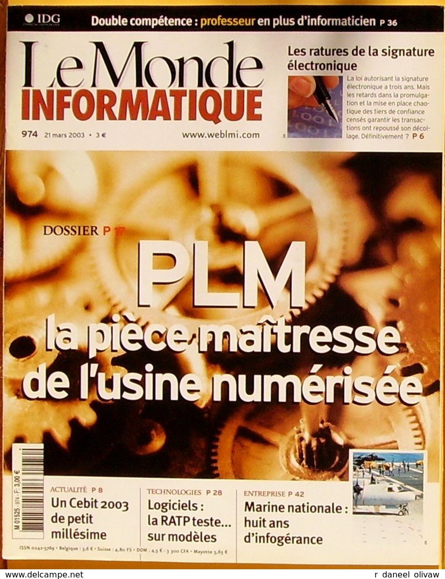 Le Monde Informatique N° 974 + Supplément - 21/3/2003 (TBE+) - Informatique