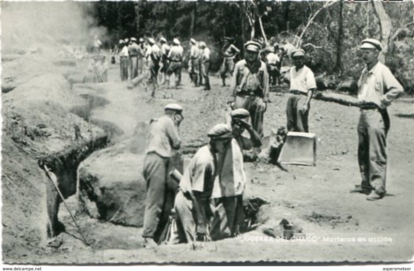 "GUERRA DEL CHACO" MORTEROS EN ACCIÓN - BOLIVIA WAR POSTAL, CIRCA 1932's, NOT CIRCULATED.  -LILHU - Bolivie