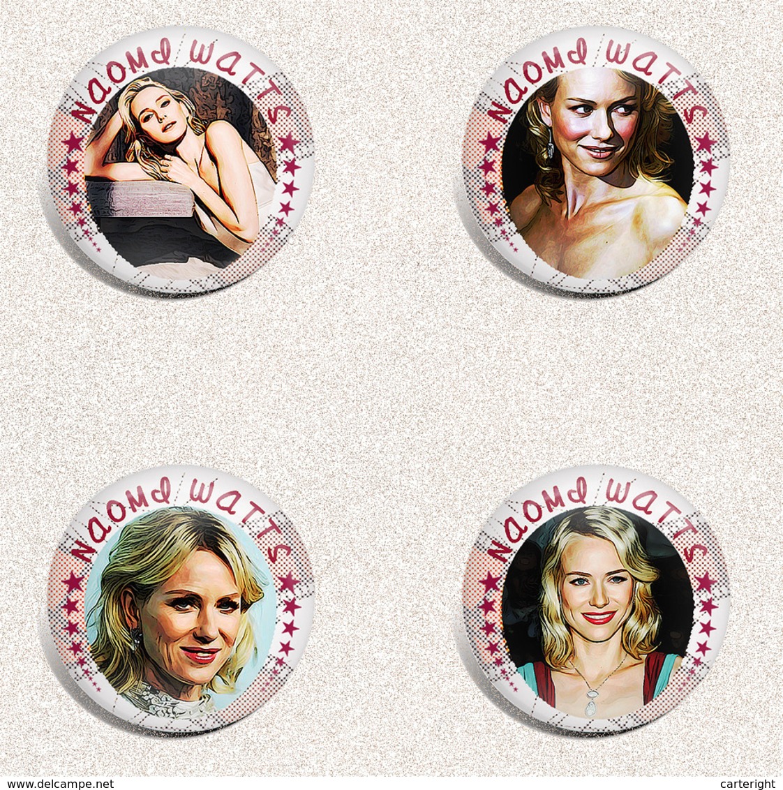 105 X NAOMI WATTS Movie Film Fan ART BADGE BUTTON PIN SET 1-3  (1inch/25mm Diameter) - Cinéma