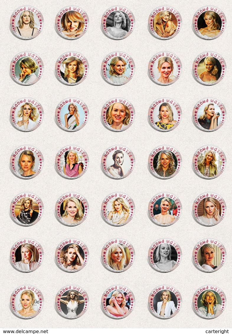 105 X NAOMI WATTS Movie Film Fan ART BADGE BUTTON PIN SET 1-3  (1inch/25mm Diameter) - Cinéma