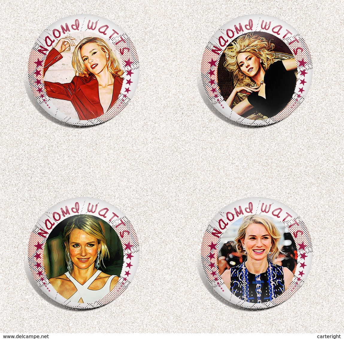 140 X NAOMI WATTS Movie Film Fan ART BADGE BUTTON PIN SET 4-7  (1inch/25mm Diameter) - Cinéma