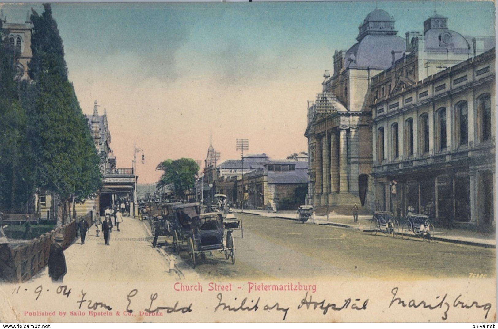 1904 , SUDAFRICA , TARJETA POSTAL CIRCULADA , CHURCH STREET - PIETERMARITZBURG - Sudáfrica