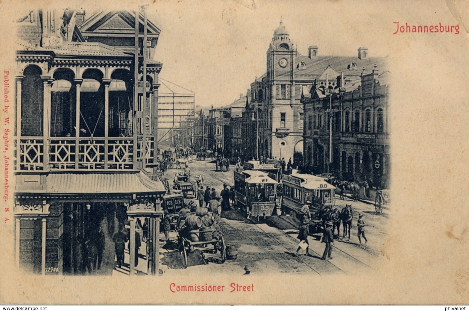 1903 , SUDAFRICA , TARJETA POSTAL CIRCULADA , COMMISSIONER STREET - JOHANNESBURG - Sudáfrica