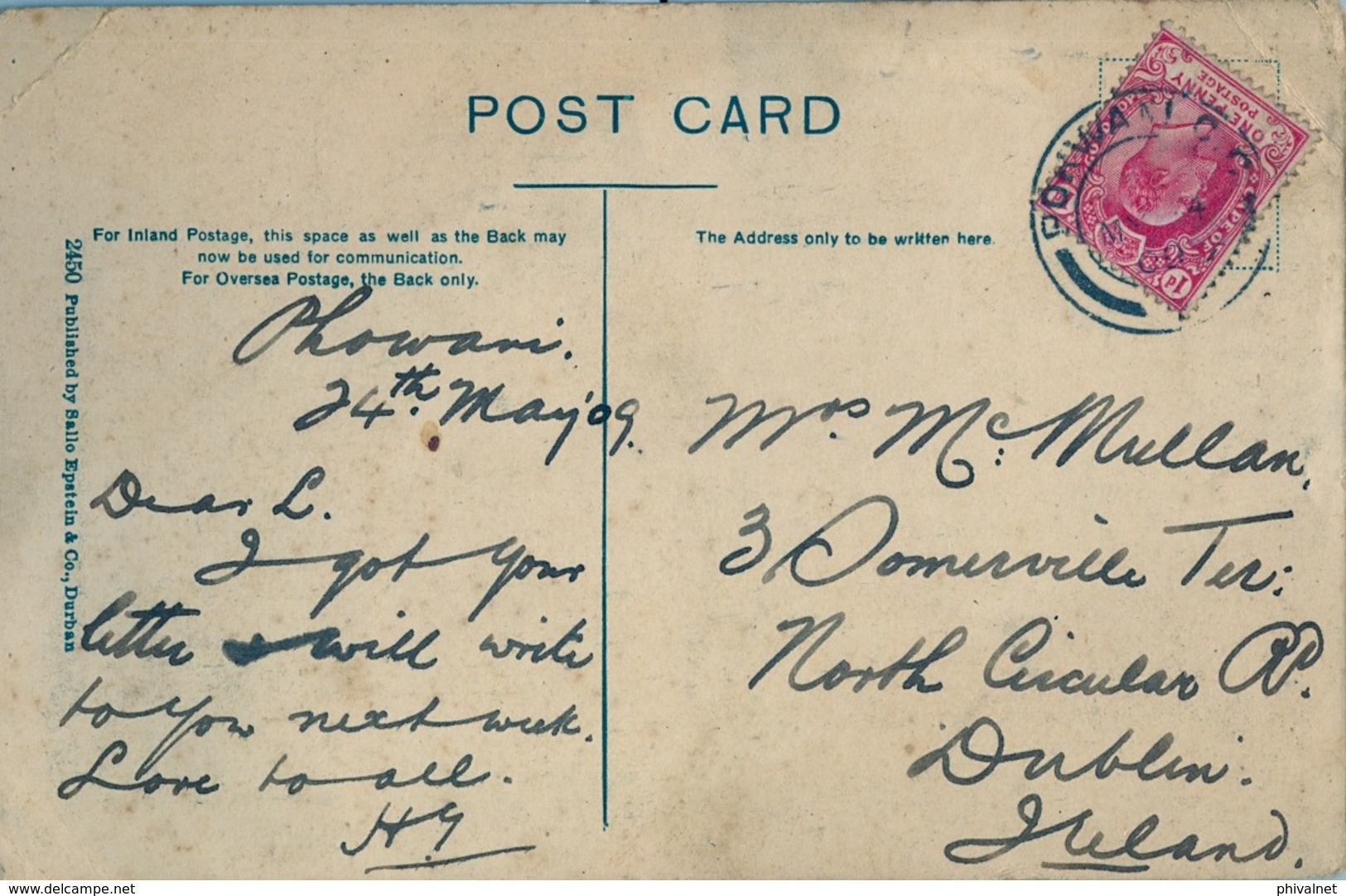 1905 , SUDAFRICA , TARJETA POSTAL CIRCULADA , BLOEMFONTEIN , DREBNER SCHOOL , NAVAL HILL , THE CONVENT , CATHEDRAL - Sudáfrica