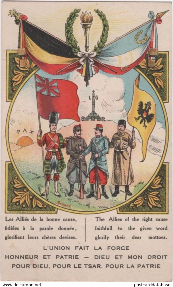 L\'Union Fait La Force - The Allies Of The Right Cause Faithfull To The Given Word Glorify Their Dear Mottoes - Oorlog 1914-18