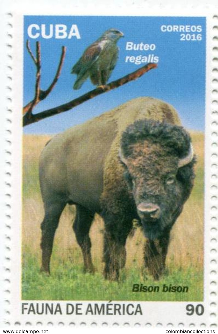 Lote CU2016-10, Cuba, 2016, Sello, Stamp, Fauna De America, 4 V, Bird, Fish, Manati, Leopard, Bison - Otros & Sin Clasificación