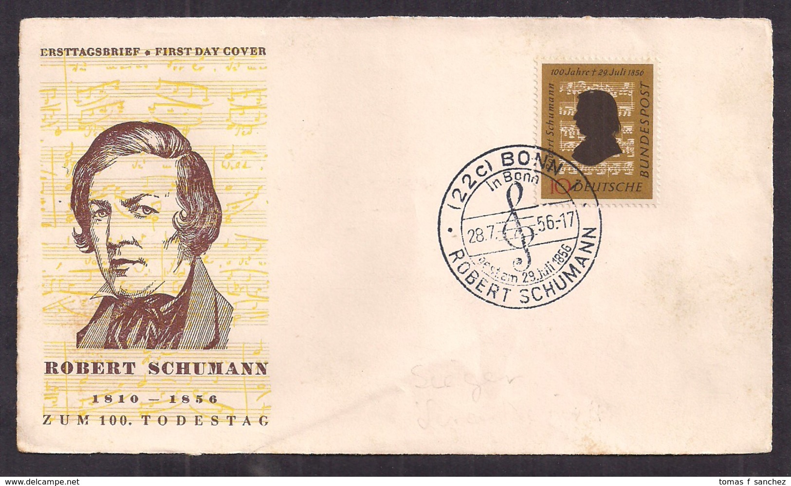 Deustche Bundespost - 1956 - FDC - Robert Schumann - Autres & Non Classés