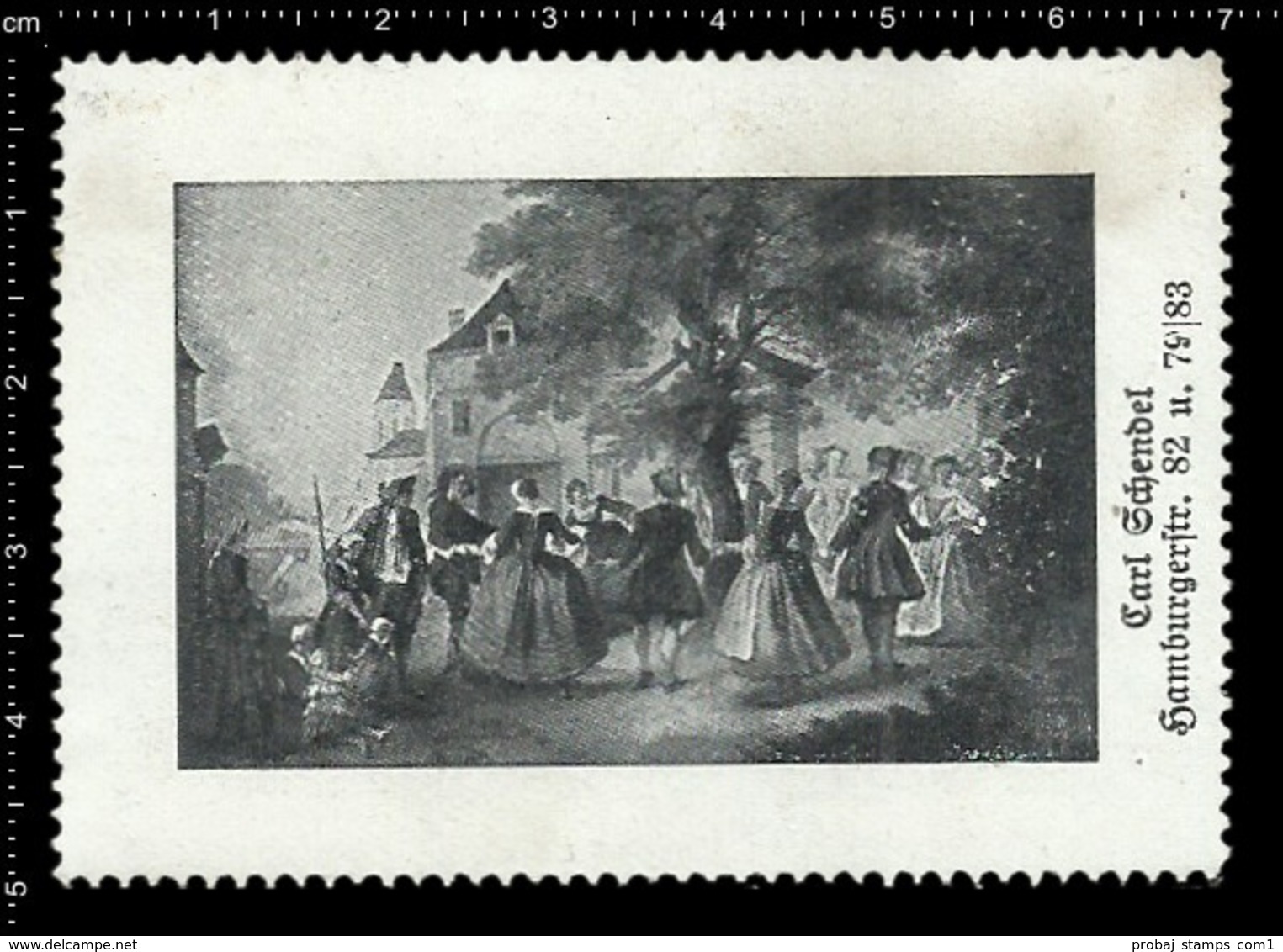 Old Poster Stamp Cinderella Reklamemarke Erinnofili Vignette Dance Tanzen Frau Woman Schendel. - Vignetten (Erinnophilie)