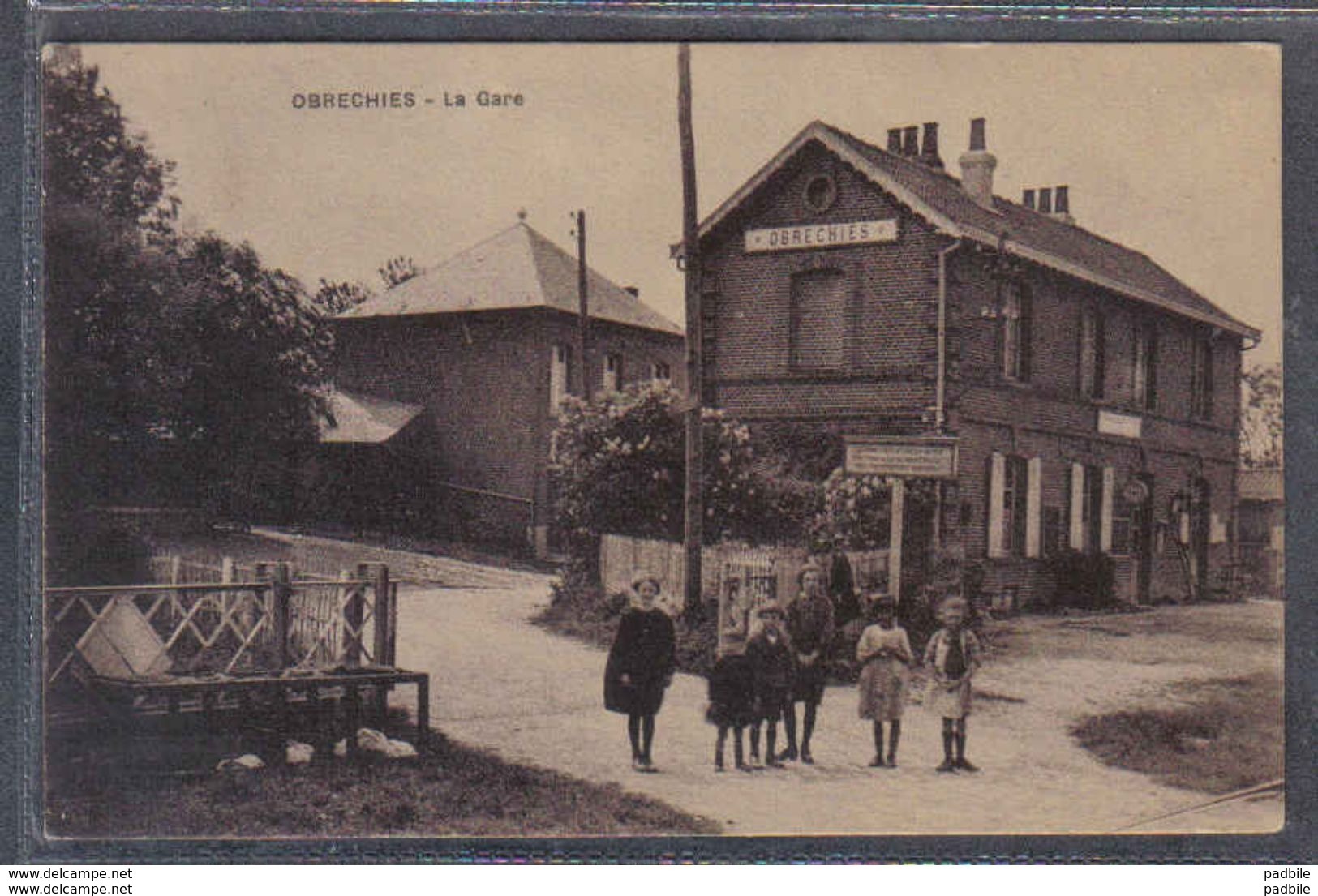 Carte Postale 59. Obrechies  La Gare    Trés Beau Plan - Autres & Non Classés