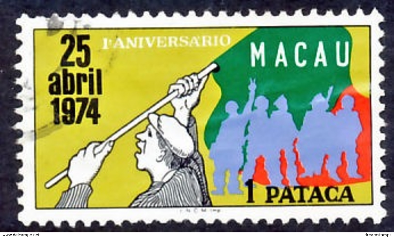 !										■■■■■ds■■ Macao 1975 AF#439ø April, 25 Revolution 1 Pataca (x12679) - Usados