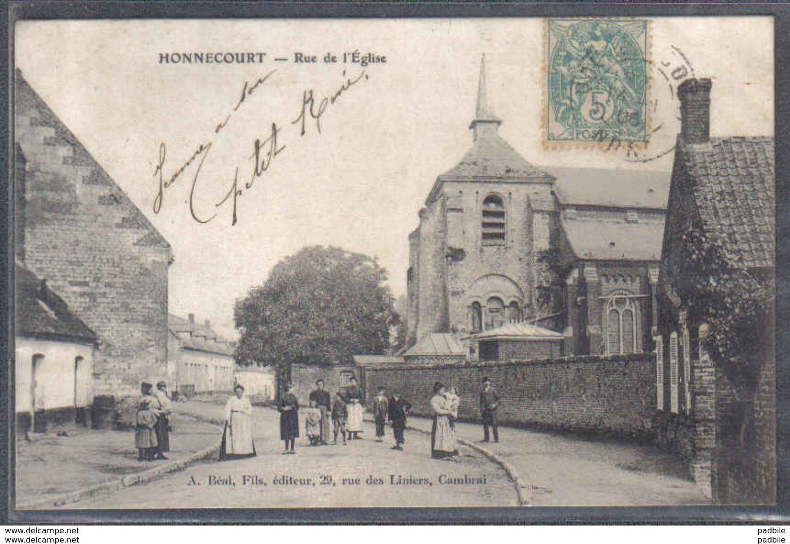 Carte Postale 59. Honnecourt Rue De L'église   Trés Beau Plan - Autres & Non Classés