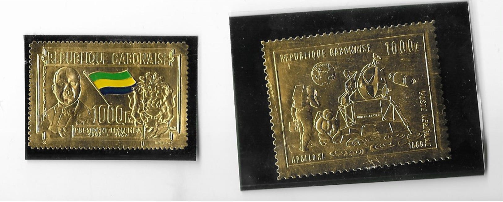 Deux Timbres Or République Gabonnaise - Gabon (1960-...)