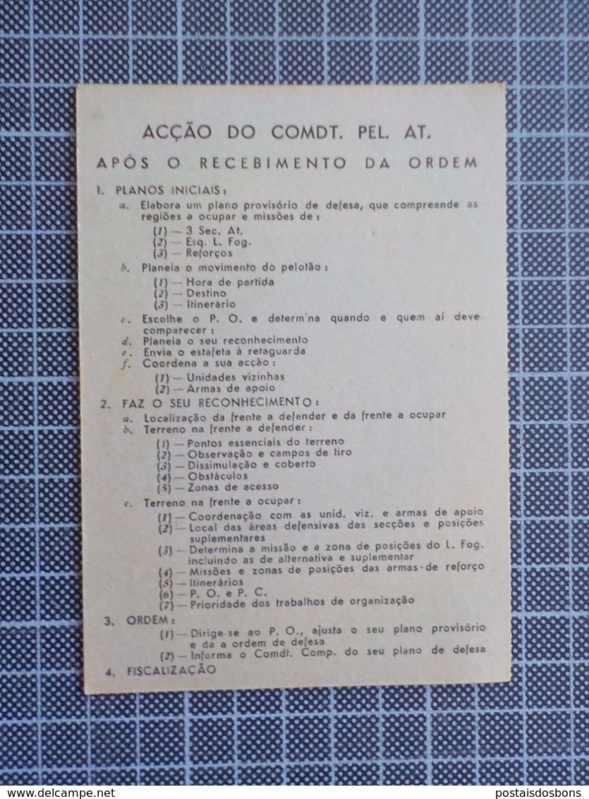 Cx 9) Portugal Instructions Formation Militaire ESCOLA PRÁTICA DE INFANTARIA 8 Aide-memoire 12,5x8,5cm - Other & Unclassified
