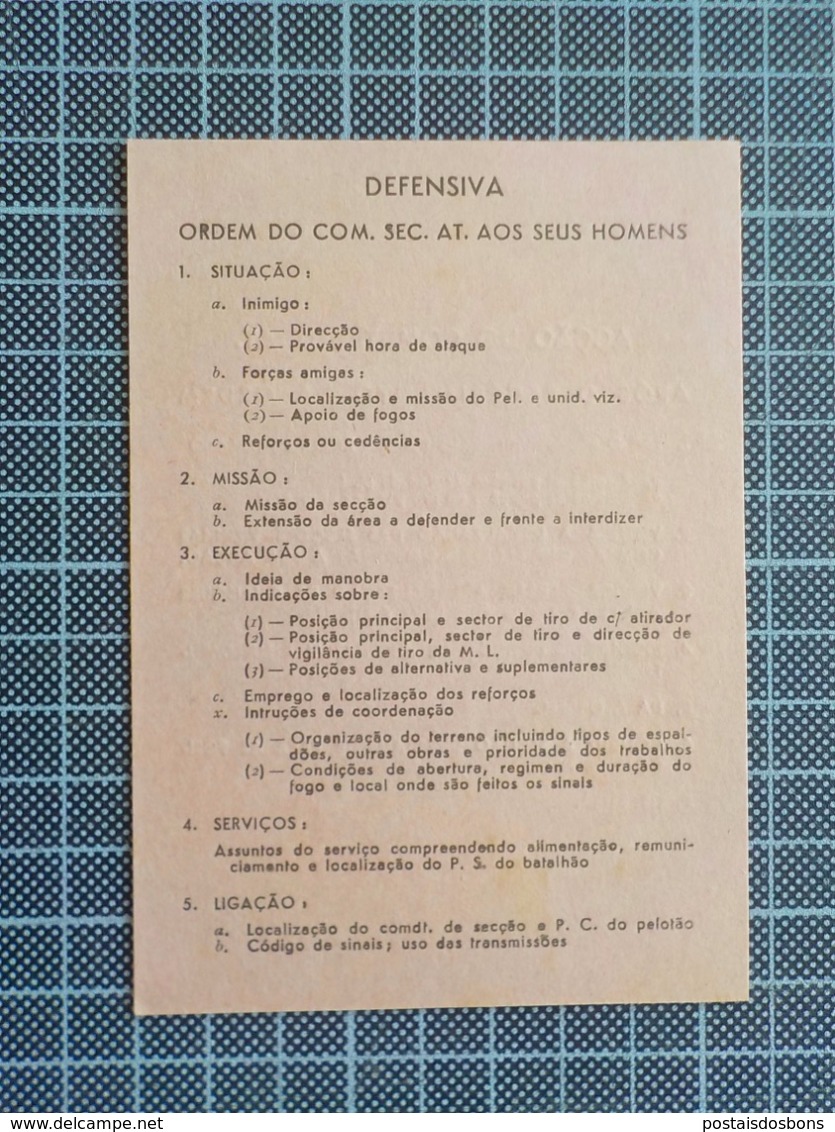 Cx 9) Portugal instructions formation militaire ESCOLA PRÁTICA DE INFANTARIA 8 aide-memoire 12,5x8,5cm