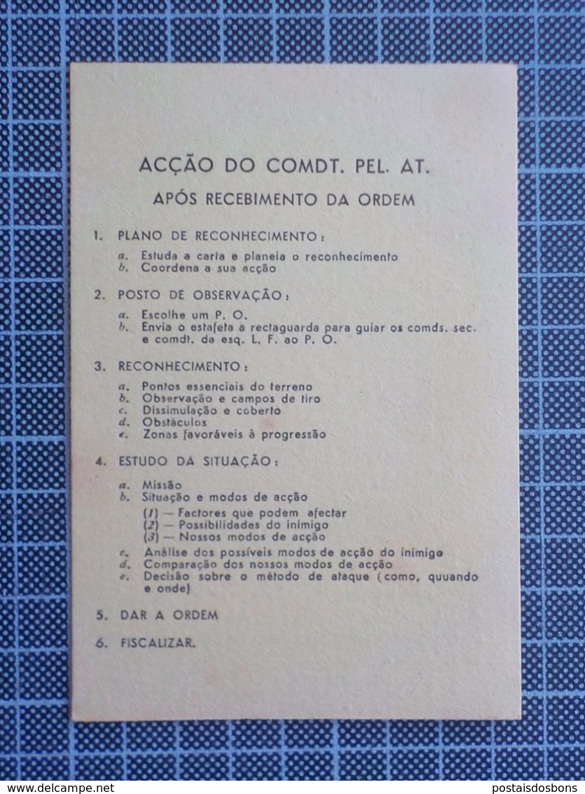 Cx 9) Portugal instructions formation militaire ESCOLA PRÁTICA DE INFANTARIA 8 aide-memoire 12,5x8,5cm