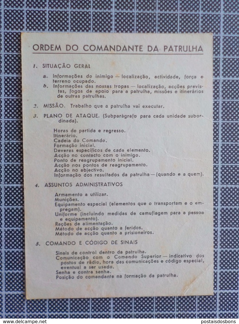 Cx 9) Portugal instructions formation militaire ESCOLA PRÁTICA DE INFANTARIA 8 aide-memoire 12,5x8,5cm