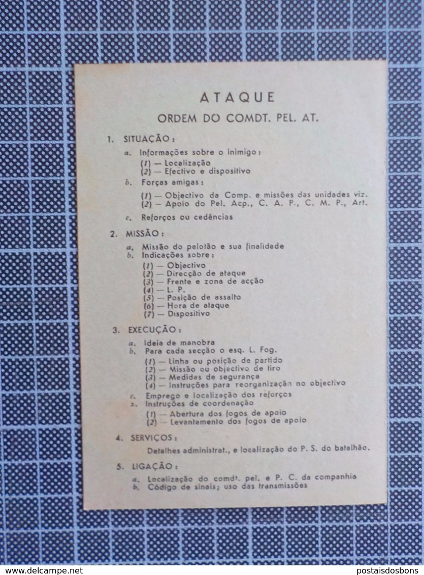 Cx 9) Portugal instructions formation militaire ESCOLA PRÁTICA DE INFANTARIA 8 aide-memoire 12,5x8,5cm